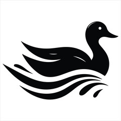 Silhouette Of A Duck On A White Background, Vector Illustration, Silhouette Illustration, Duck Illustration, Silhouette Drawing