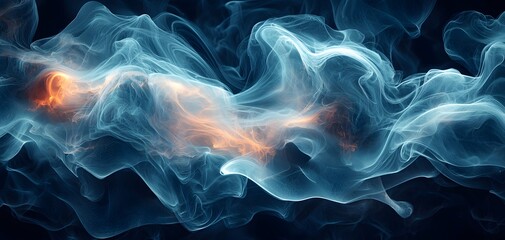 Obraz premium Exploring the Beauty of Intertwining Smoke Trails in a Mesmerizing Abstract and Ethereal Landscape.