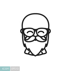 Bald beard man in glasses vector icon