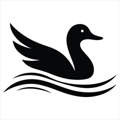 Silhouette Of A Duck On A White Background, Vector Illustration, Silhouette Illustration, Duck Illustration, Silhouette Drawing