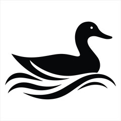 Silhouette Of A Duck On A White Background, Vector Illustration, Silhouette Illustration, Duck Illustration, Silhouette Drawing