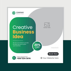 Business marketing agency promotion social media post template. Editable square banner design. Social media banner