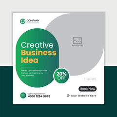 Business marketing agency promotion social media post template. Editable square banner design. Social media banner