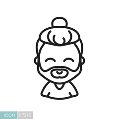 Man with beard and long hair vector icon