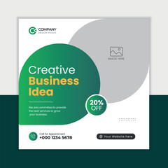 Business marketing agency promotion social media post template. Editable square banner design. Social media banner
