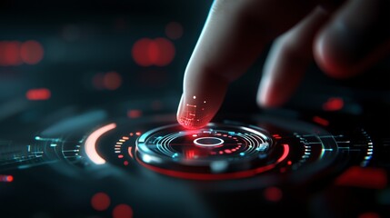 Digital Interface with Finger Touching Button.