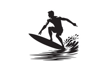 Surfers surfing and carrying vector silhouette illustration