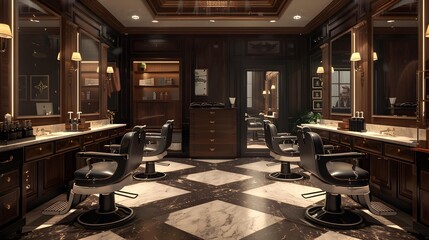 Barbershop sophisticated with elegant design and upscale amenities