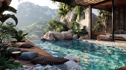 Swimming pool a small space in a private