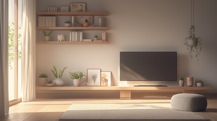 A sleek and simple living room design.
