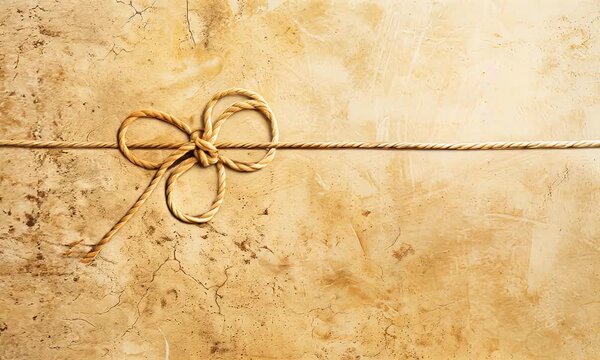 Rustic Twine Tied on Old Paper Background