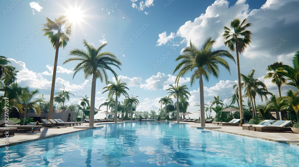 Poster a swimming pool with crystal clear water img