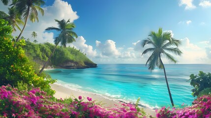 Naklejka premium Cove with turquoise water its crystal clear surface