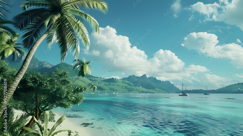 Wall mural bay a tropical corner with azure water