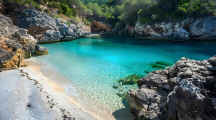Fototapeta premium Cove a secluded lagoon with turquoise water