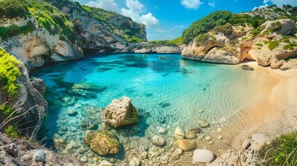 Fototapeta premium Cove a secluded lagoon with turquoise water img