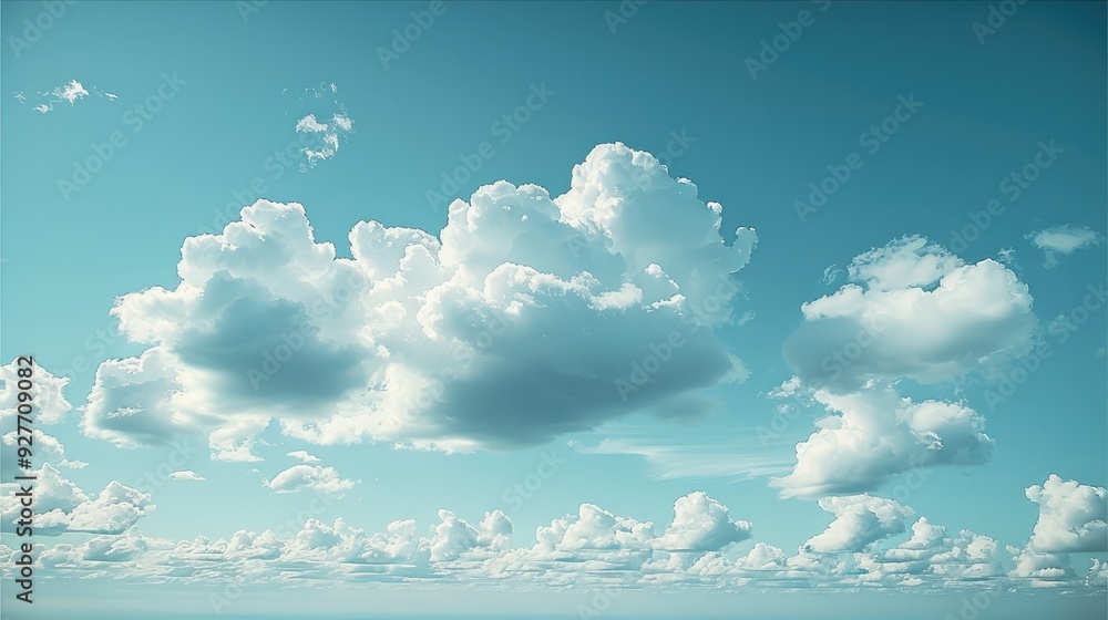 Poster a few white clouds floating in the sky. generative ai.