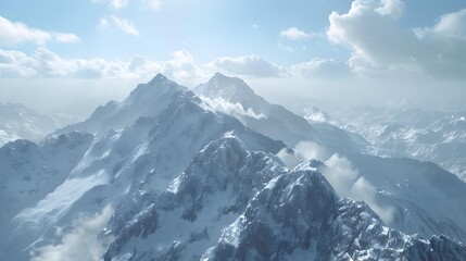 Peaks with sharp peaks and snow-capped slopes