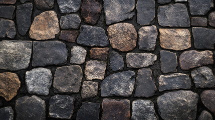 Obraz premium Stone wall surface with varied textures and colors in a rustic setting