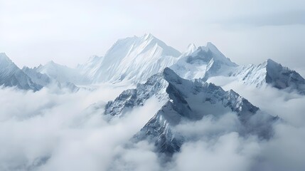 Obraz premium Peaked above the clouds and surrounded by icy