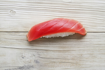 sushi on wooden table