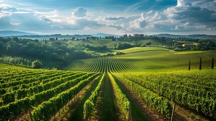 Naklejka premium The vineyards of tuscany stretch for many kilometers