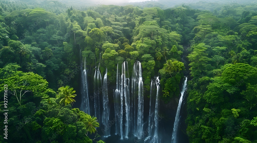 Sticker waterfalls huge cascades of water falling