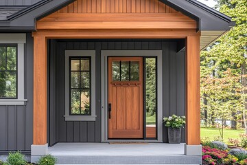 Fototapeta premium Front door with potted plant