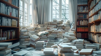 Obraz premium Books with a creative setup. Generative AI.