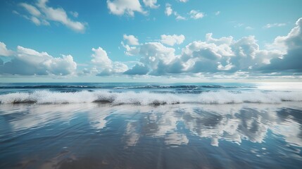 Obraz premium The waves are smooth and mirror-like they slowly
