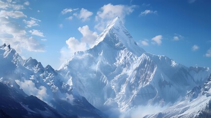 Obraz premium snow-capped mountain towering above the valley. snow