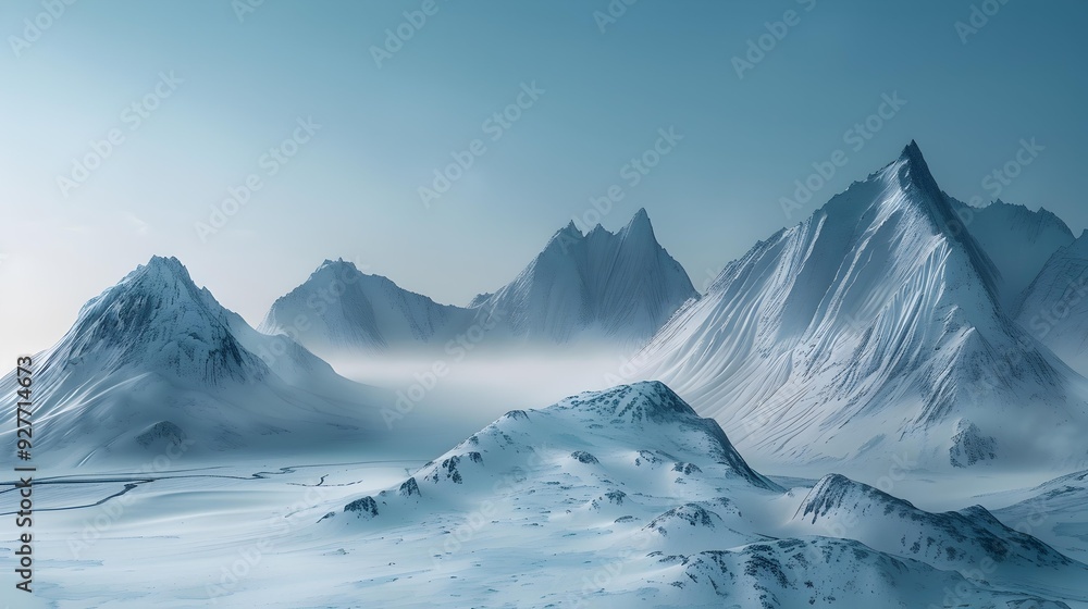 Wall mural mountains with peaks that reflect the cold