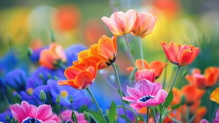 Fototapeta premium Nature s colorful beauty unfolds with blooming flowers