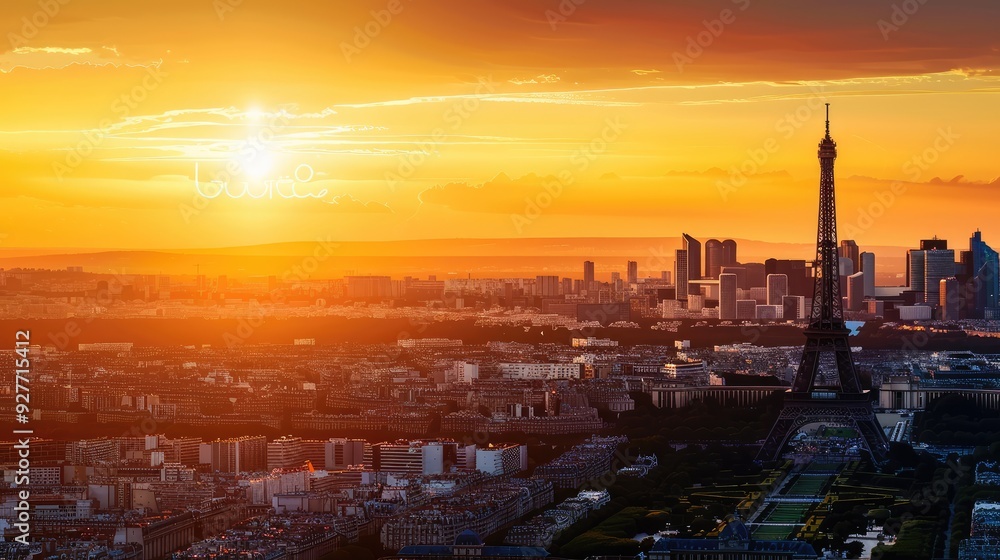 Canvas Prints A stunning view of Paris with the Olympic symbol.