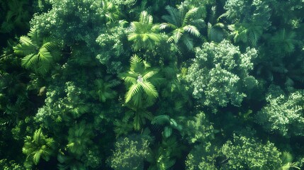 Jungle lush with thick green tree canopies