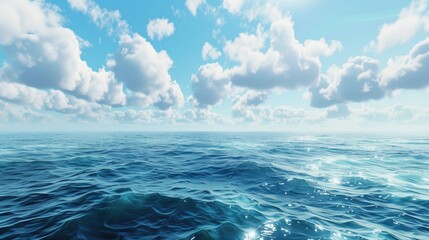 Ocean surface with cloudy sky in close up shot