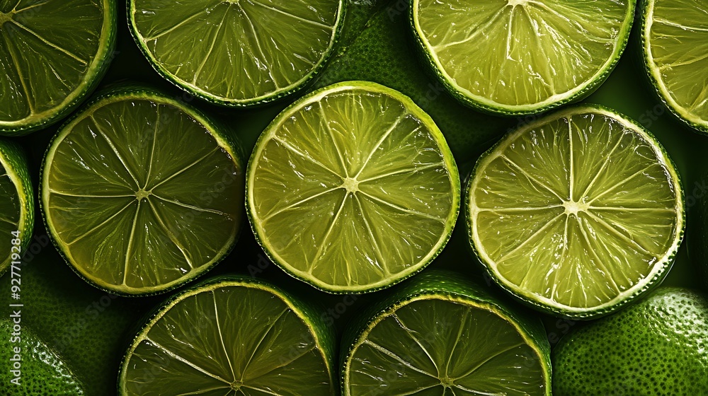 Poster close-up of lime slices with visible pulp and rind