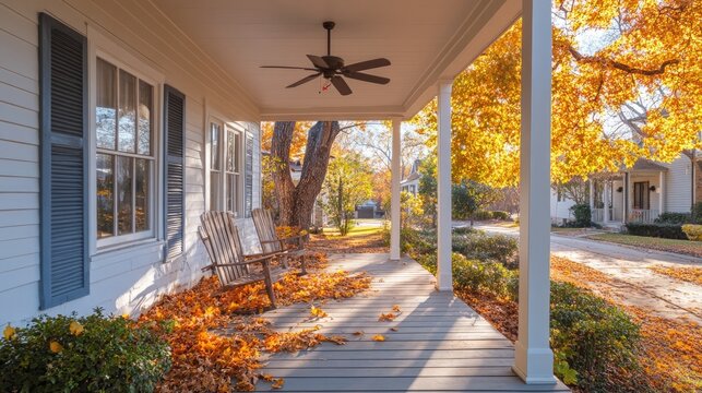 Porch with Chairs and Ceiling Fan