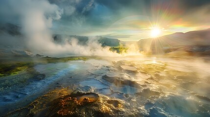 Fototapeta premium The nature reserve with active geysers