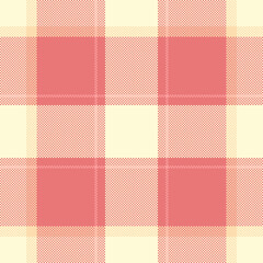 Scrapbook fabric plaid seamless, satin pattern check background. Individuality tartan vector texture textile in red and light goldenrod yellow colors.