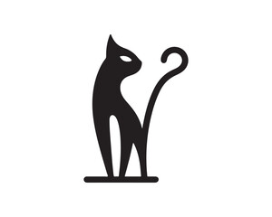 Cat Logo. Cat head icon. Cat face logo. Silhouette simple. Flat style. Cartoon cat face. Logo design template. Vector illustration. Animal logotype concept. 