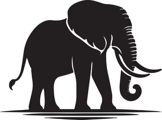 Elephant silhouette vector with black in White Background

