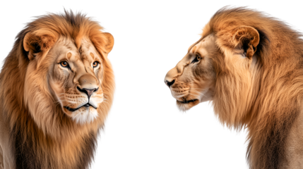 Majestic male lion isolated on a transparent background