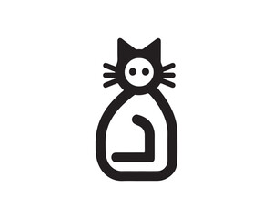 Cat Logo. Cat head icon. Cat face logo. Silhouette simple. Flat style. Cartoon cat face. Logo design template. Vector illustration. Animal logotype concept. 