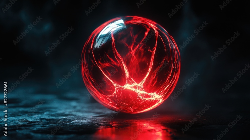 Sticker glowing red ball