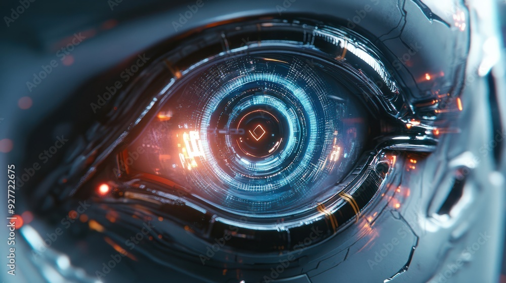 Poster eye of futuristic and innovative imagery ai and automation use of artificial intelligence and automa