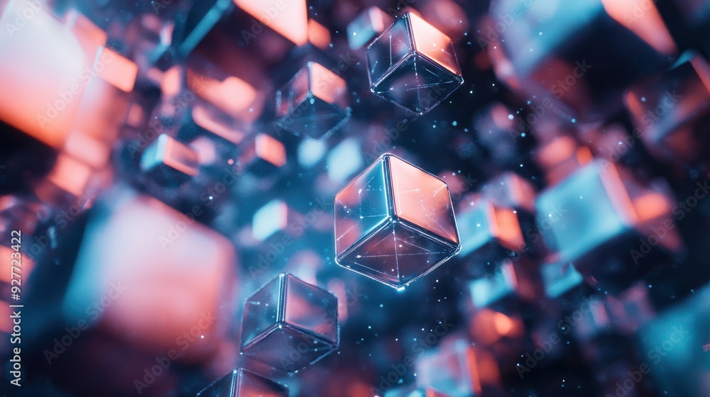 Poster futuristic metaverse digital cubes blocks technology network connection concept. ai generated image
