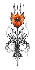 tattoos of a flower with a swirly design on it