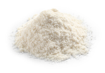 Heap of coconut flour isolated on white