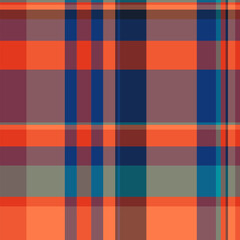 Hippie tartan vector plaid, celebrate texture textile background. Many pattern fabric seamless check in red and blue colors.